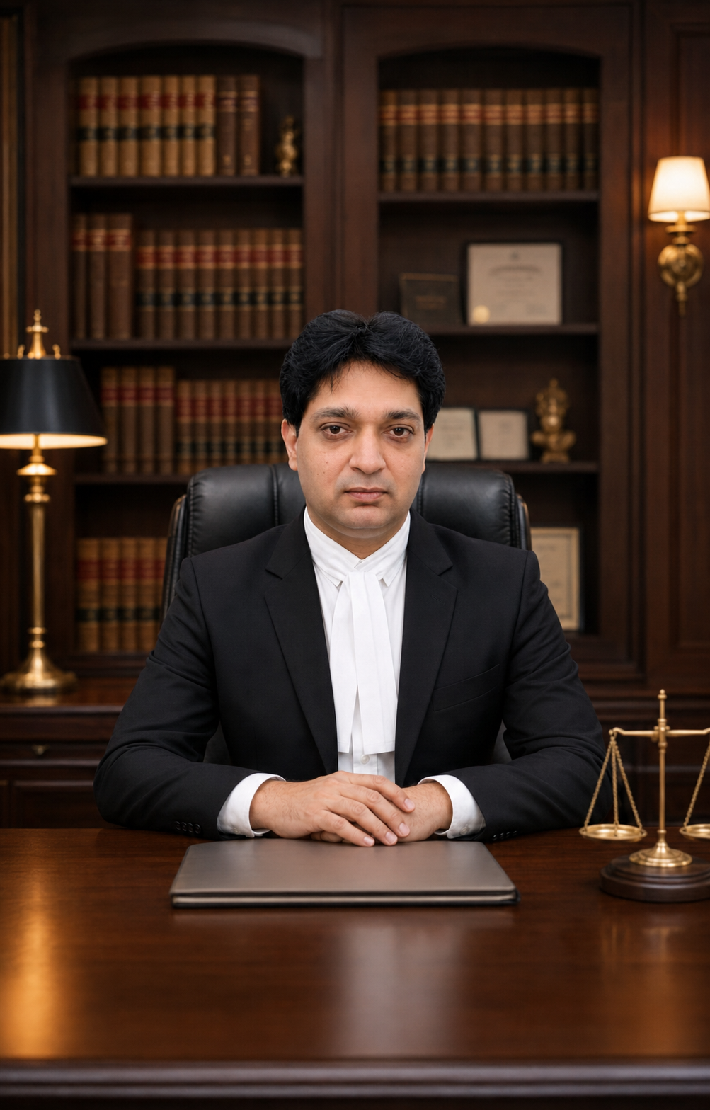 Advocate Tarun Tyagi seated in his professional chamber